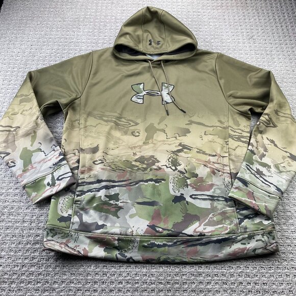 Under ARMOUR UA Camo Hoodie Sweater Men Size Extra Large XL Green Camouflage - Picture 1 of 11